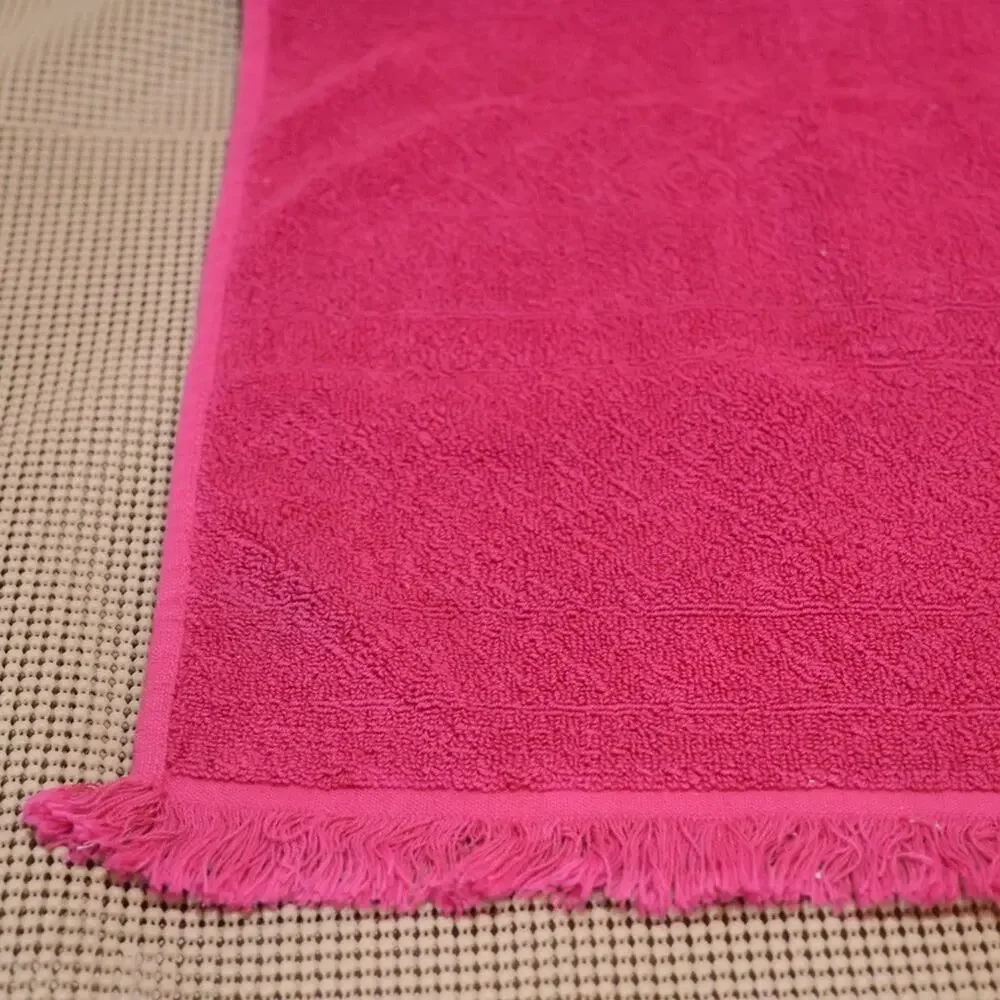 Sonoma Life + Style Pink Cotton Bath Towel Textured Diamond Pattern Fringe #1
